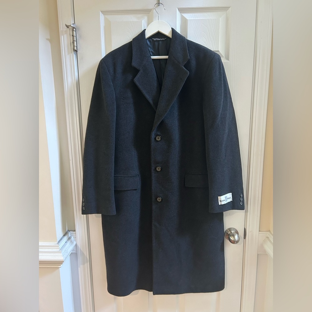 NWT Meeting Street Men's 100% Pure Wool long Jacket Dark Gray Size 42R